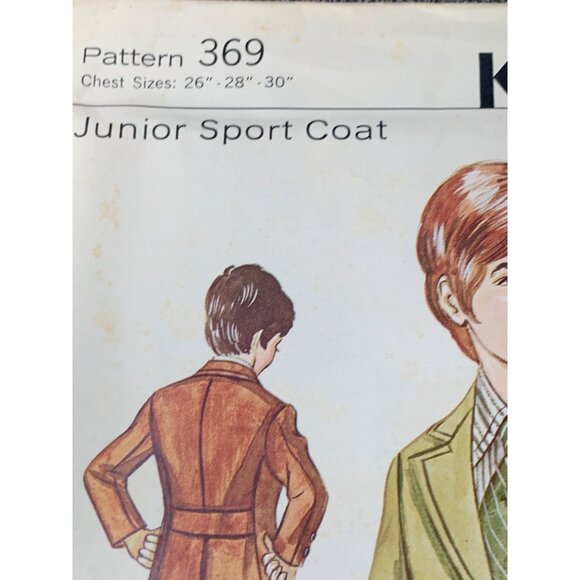 Kwik Sew Boys Junior Sport Coat Sewing Pattern Chest sz 26-30 369 - uncut - Picture 7 of 10
